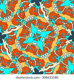 Vector seamless pattern ethnic style background. Vintage decorative texture for wallpapers, backgrounds and page fill. Indian, arabic motive.