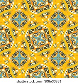 Vector seamless pattern ethnic style background. Vintage decorative texture for wallpapers, backgrounds and page fill. Indian, arabic motive.