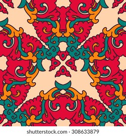 Vector seamless pattern ethnic style background. Vintage decorative texture for wallpapers, backgrounds and page fill. Indian, arabic motive.