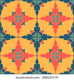 Vector seamless pattern ethnic style background. Vintage decorative texture for wallpapers, backgrounds and page fill. Indian, arabic motive.
