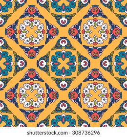 Vector seamless pattern ethnic style background. Vintage decorative texture for wallpapers, backgrounds and page fill. Indian, arabic motive.