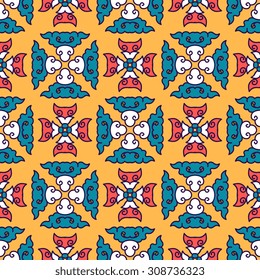 Vector seamless pattern ethnic style background. Vintage decorative texture for wallpapers, backgrounds and page fill. Indian, arabic motive.