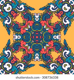 Vector seamless pattern ethnic style background. Vintage decorative texture for wallpapers, backgrounds and page fill. Indian, arabic motive.