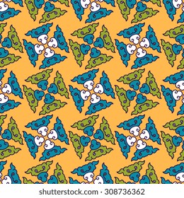 Vector seamless pattern ethnic style background. Vintage decorative texture for wallpapers, backgrounds and page fill. Indian, arabic motive.