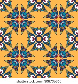 Vector seamless pattern ethnic style background. Vintage decorative texture for wallpapers, backgrounds and page fill. Indian, arabic motive.