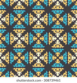 Vector seamless pattern ethnic style background. Vintage decorative texture for wallpapers, backgrounds and page fill. Indian, arabic motive.