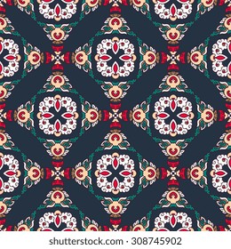 Vector seamless pattern ethnic style background. Vintage decorative texture for wallpapers, backgrounds and page fill. Indian, arabic motive.