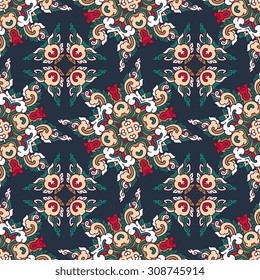 Vector seamless pattern ethnic style background. Vintage decorative texture for wallpapers, backgrounds and page fill. Indian, arabic motive.