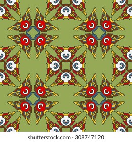 Vector seamless pattern ethnic style background. Vintage decorative texture for wallpapers, backgrounds and page fill. Indian, arabic motive.