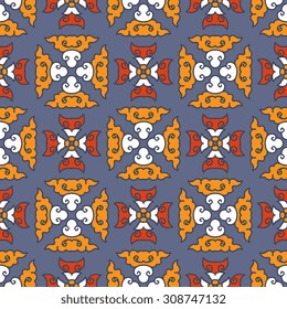Vector seamless pattern ethnic style background. Vintage decorative texture for wallpapers, backgrounds and page fill. Indian, arabic motive.