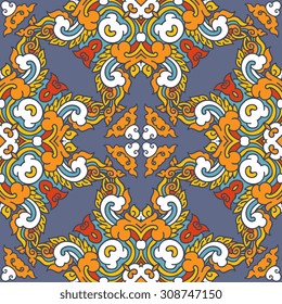 Vector seamless pattern ethnic style background. Vintage decorative texture for wallpapers, backgrounds and page fill. Indian, arabic motive.