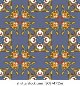 Vector seamless pattern ethnic style background. Vintage decorative texture for wallpapers, backgrounds and page fill. Indian, arabic motive.