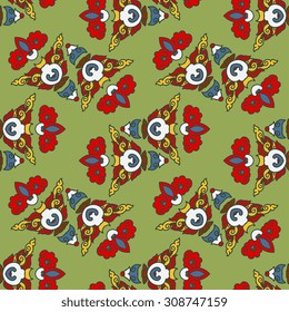 Vector seamless pattern ethnic style background. Vintage decorative texture for wallpapers, backgrounds and page fill. Indian, arabic motive.