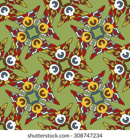 Vector seamless pattern ethnic style background. Vintage decorative texture for wallpapers, backgrounds and page fill. Indian, arabic motive.