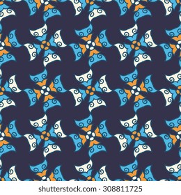 Vector seamless pattern ethnic style background. Vintage decorative texture for wallpapers, backgrounds and page fill. Indian, arabic motive.