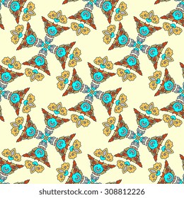 Vector seamless pattern ethnic style background. Vintage decorative texture for wallpapers, backgrounds and page fill. Indian, arabic motive.