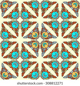 Vector seamless pattern ethnic style background. Vintage decorative texture for wallpapers, backgrounds and page fill. Indian, arabic motive.