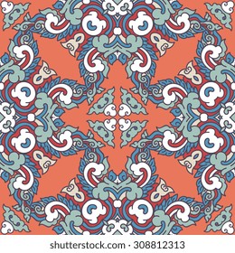 Vector seamless pattern ethnic style background. Vintage decorative texture for wallpapers, backgrounds and page fill. Indian, arabic motive.