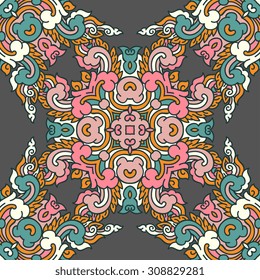 Vector seamless pattern ethnic style background. Vintage decorative texture for wallpapers, backgrounds and page fill. Indian, arabic motive.