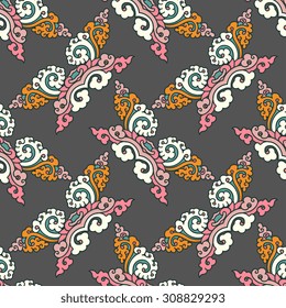 Vector seamless pattern ethnic style background. Vintage decorative texture for wallpapers, backgrounds and page fill. Indian, arabic motive.