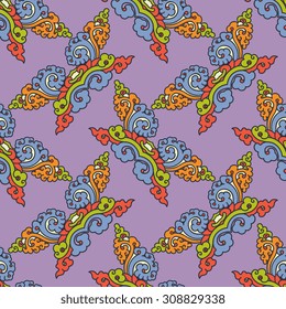 Vector seamless pattern ethnic style background. Vintage decorative texture for wallpapers, backgrounds and page fill. Indian, arabic motive.