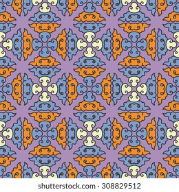 Vector seamless pattern ethnic style background. Vintage decorative texture for wallpapers, backgrounds and page fill. Indian, arabic motive.
