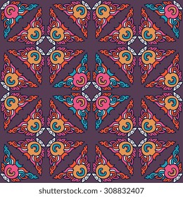 Vector seamless pattern ethnic style background. Vintage decorative texture for wallpapers, backgrounds and page fill. Indian, arabic motive.