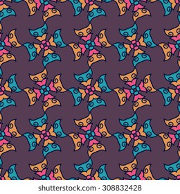 Vector seamless pattern ethnic style background. Vintage decorative texture for wallpapers, backgrounds and page fill. Indian, arabic motive.