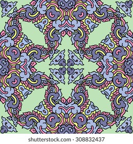 Vector seamless pattern ethnic style background. Vintage decorative texture for wallpapers, backgrounds and page fill. Indian, arabic motive.