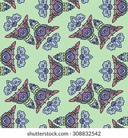 Vector seamless pattern ethnic style background. Vintage decorative texture for wallpapers, backgrounds and page fill. Indian, arabic motive.