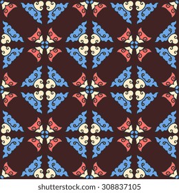 Vector seamless pattern ethnic style background. Vintage decorative texture for wallpapers, backgrounds and page fill. Indian, arabic motive.