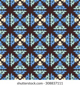 Vector seamless pattern ethnic style background. Vintage decorative texture for wallpapers, backgrounds and page fill. Indian, arabic motive.