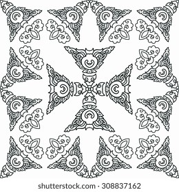 Vector seamless pattern ethnic style background. Vintage decorative texture for wallpapers, backgrounds and page fill. Indian, arabic motive.