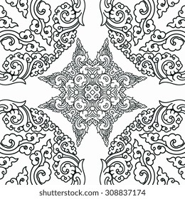 Vector seamless pattern ethnic style background. Vintage decorative texture for wallpapers, backgrounds and page fill. Indian, arabic motive.