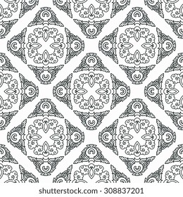 Vector seamless pattern ethnic style background. Vintage decorative texture for wallpapers, backgrounds and page fill. Indian, arabic motive.
