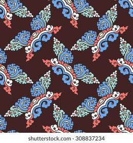 Vector seamless pattern ethnic style background. Vintage decorative texture for wallpapers, backgrounds and page fill. Indian, arabic motive.
