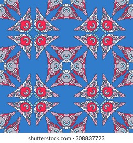 Vector seamless pattern ethnic style background. Vintage decorative texture for wallpapers, backgrounds and page fill. Indian, arabic motive.