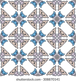 Vector seamless pattern ethnic style background. Vintage decorative texture for wallpapers, backgrounds and page fill. Indian, arabic motive.
