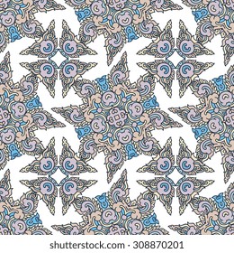 Vector seamless pattern ethnic style background. Vintage decorative texture for wallpapers, backgrounds and page fill. Indian, arabic motive.