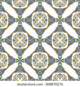Vector seamless pattern ethnic style background. Vintage decorative texture for wallpapers, backgrounds and page fill. Indian, arabic motive.
