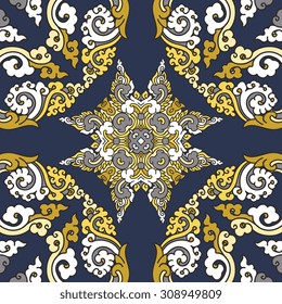 Vector seamless pattern ethnic style background. Vintage decorative texture for wallpapers, backgrounds and page fill. Indian, arabic motive.