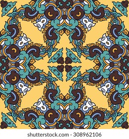 Vector seamless pattern ethnic style background. Vintage decorative texture for wallpapers, backgrounds and page fill. Indian, arabic motive.