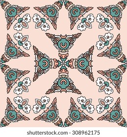 Vector seamless pattern ethnic style background. Vintage decorative texture for wallpapers, backgrounds and page fill. Indian, arabic motive.