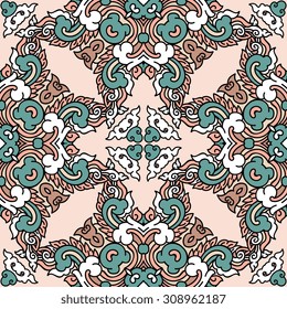 Vector seamless pattern ethnic style background. Vintage decorative texture for wallpapers, backgrounds and page fill. Indian, arabic motive.