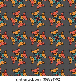 Vector seamless pattern ethnic style background. Vintage decorative texture for wallpapers, backgrounds and page fill. Indian, arabic motive.