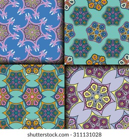 Vector seamless pattern ethnic style background. Vintage decorative texture for wallpapers, backgrounds and page fill. Indian, arabic motive.