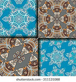 Vector seamless pattern ethnic style background. Vintage decorative texture for wallpapers, backgrounds and page fill. Indian, arabic motive.