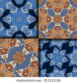 Vector seamless pattern ethnic style background. Vintage decorative texture for wallpapers, backgrounds and page fill. Indian, arabic motive.