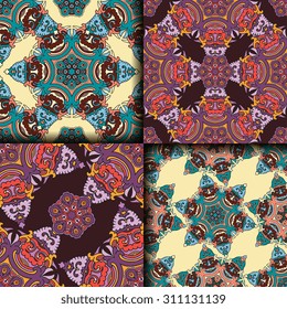 Vector seamless pattern ethnic style background. Vintage decorative texture for wallpapers, backgrounds and page fill. Indian, arabic motive.
