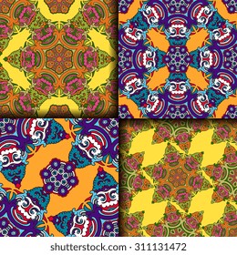Vector seamless pattern ethnic style background. Vintage decorative texture for wallpapers, backgrounds and page fill. Indian, arabic motive.